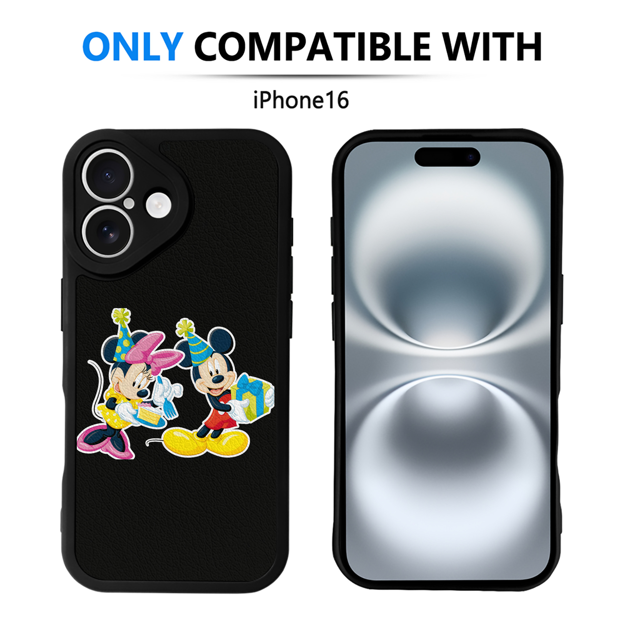 （画像用） ミッキーマウス Mickey Mouse 【iPhone 16シリーズ対応】シリコンスマホケース（レザー調） 材質：シリコン